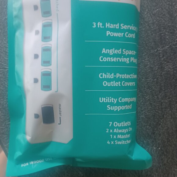 NEW Simply Conserve Tier 1 - 7 Outlet Advanced Power Strip Indoor Use Only - Picture 2 of 4